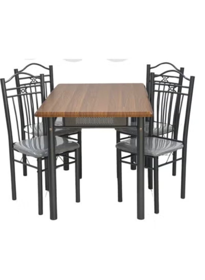 SULSHA Traidan Dining Table 4 seater Rectangular Dining Set | Sturdy Kitchen Wooden Top Table with Fabric Chairs Metal Frame | Dining set 1+4 Seater for Home, Dining Room (Cherry) - Image 5
